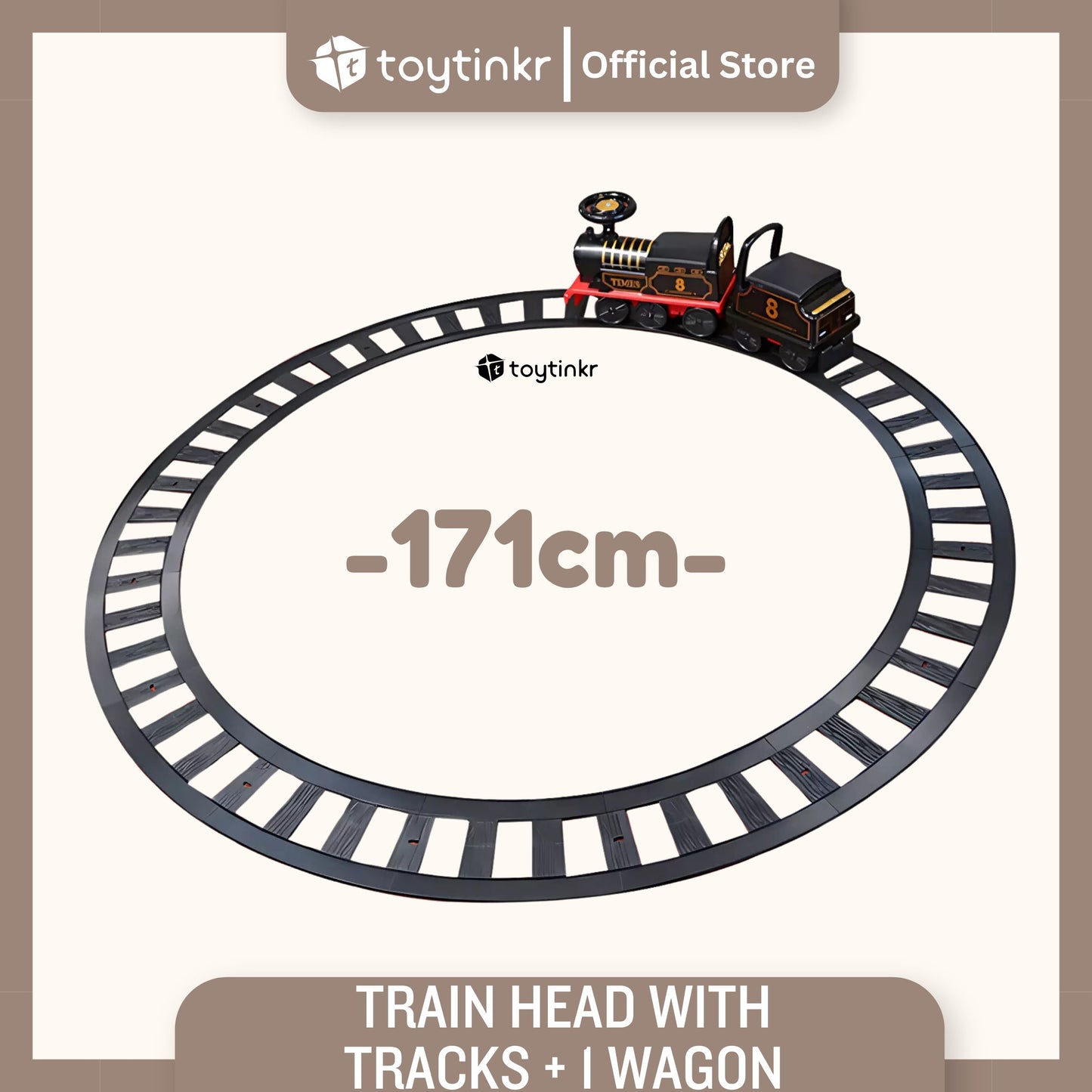 Ride on Train Head with Tracks + 1 Wagon by Toytinkr