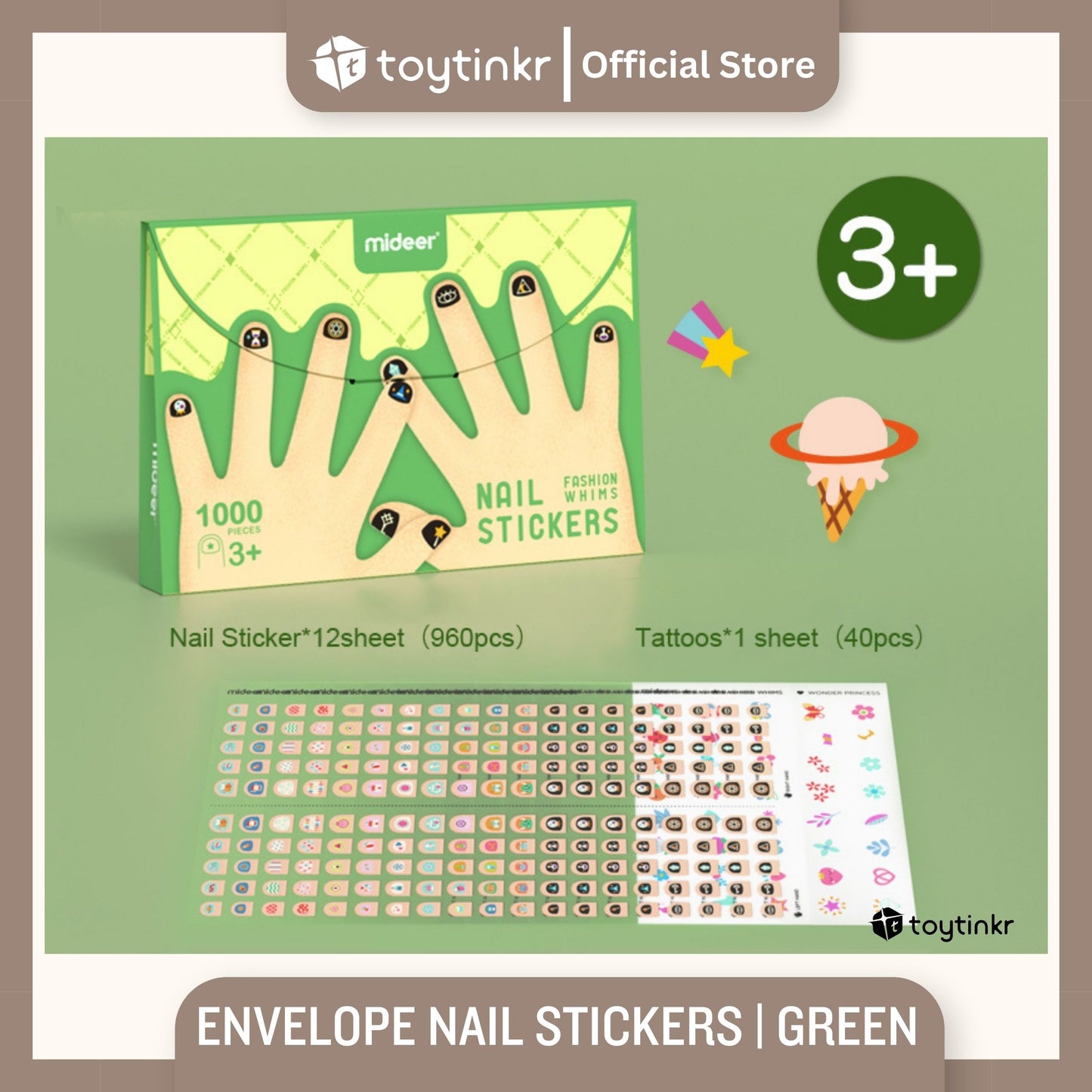 Mideer Envelope Nail Stickers 1000 Pieces by Toytinkr
