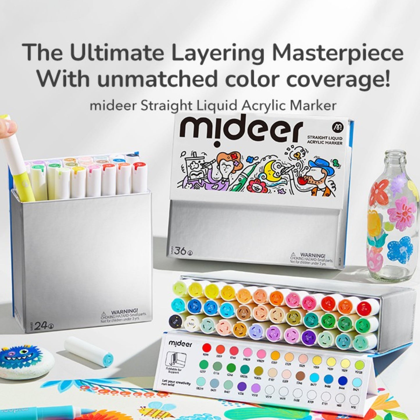 Mideer Straight Liquid Acrylic Markers - 36 Colors by Toytinkr