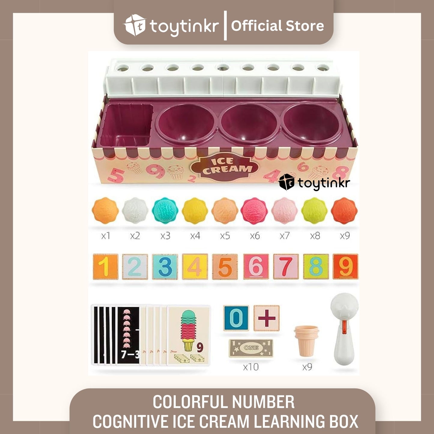 Topbright Colorful Number Cognitive Ice Cream Learning Box by Toytinkr