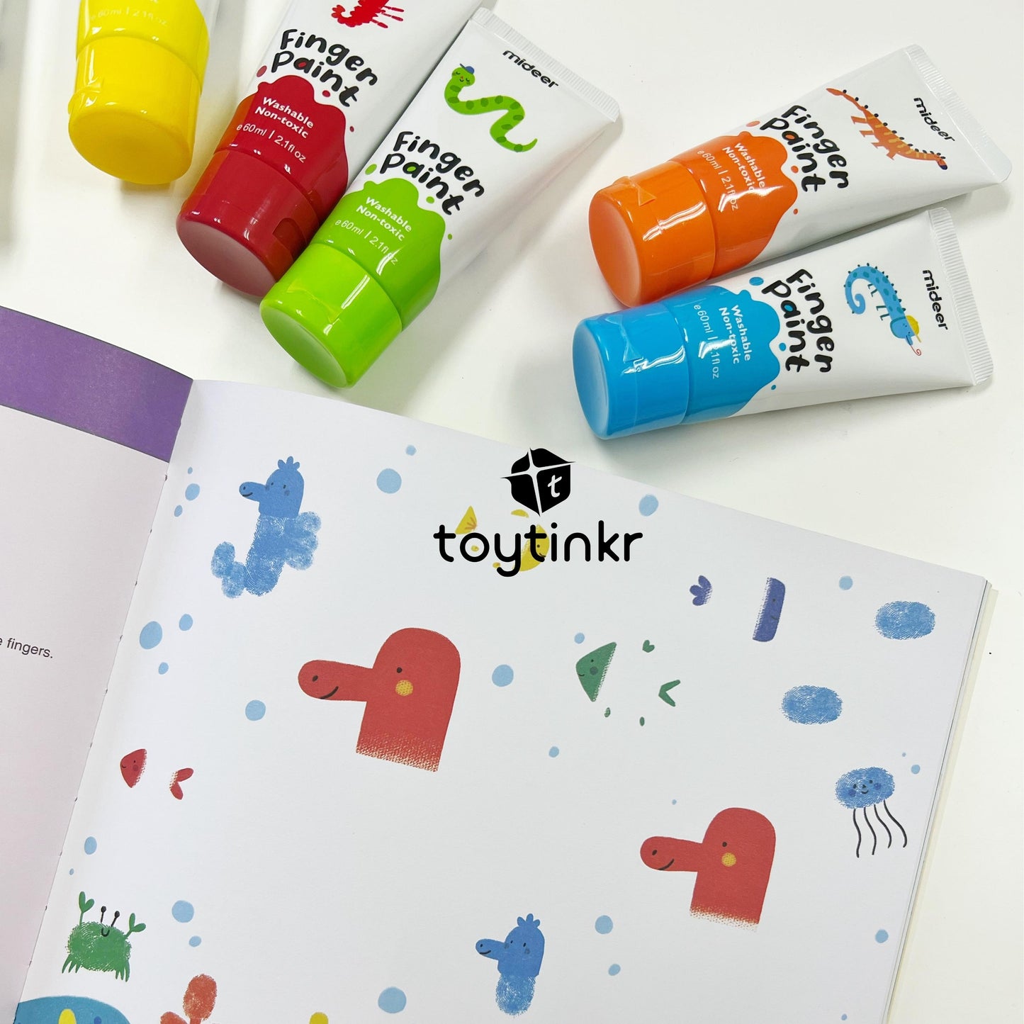 Mideer Finger Paint - Non-Toxic, Washable - 12 & 6 Colors by Toytinkr