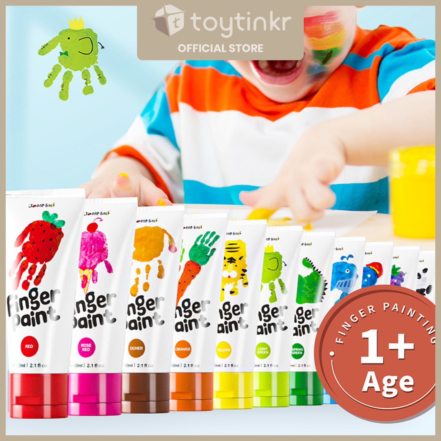 Jar Melo Washable Finger Paint 6, 7, 10 and 12 Colors Non Toxic by Toytinkr