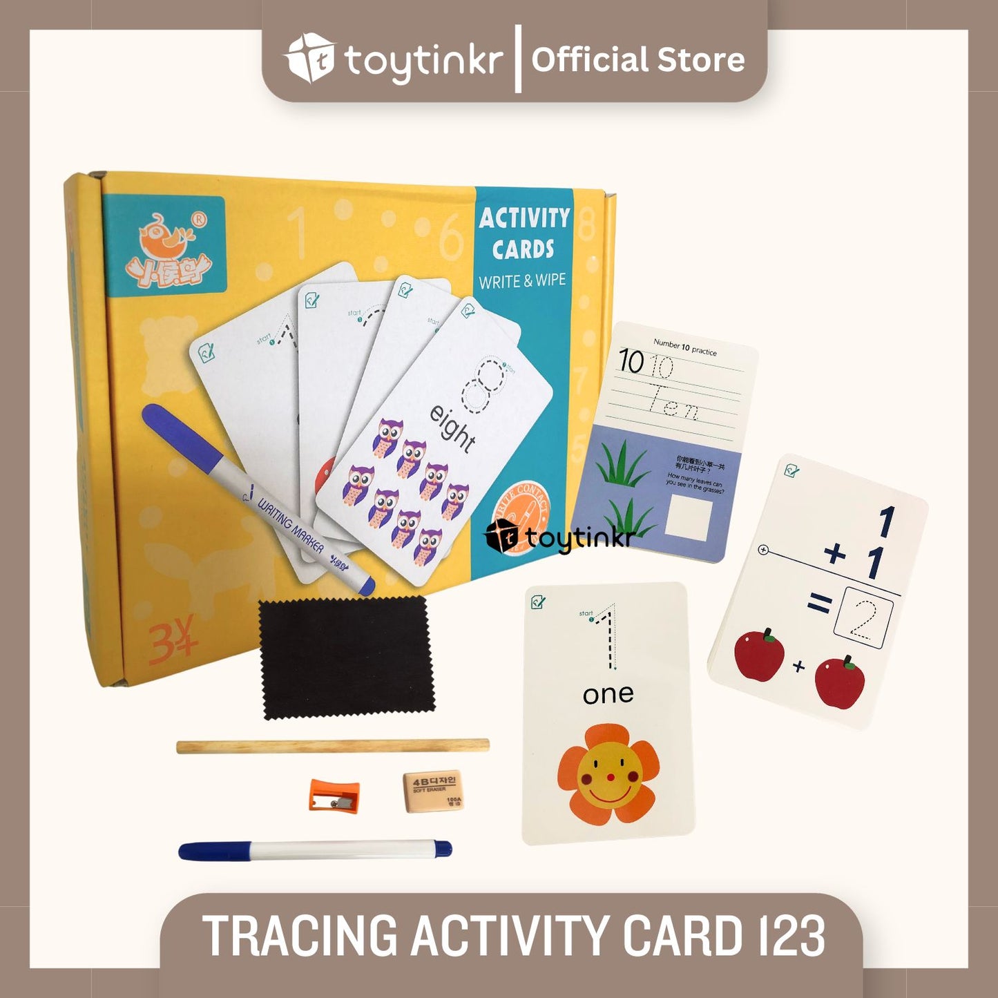 Tracing Activity Card 123 by Toytinkr