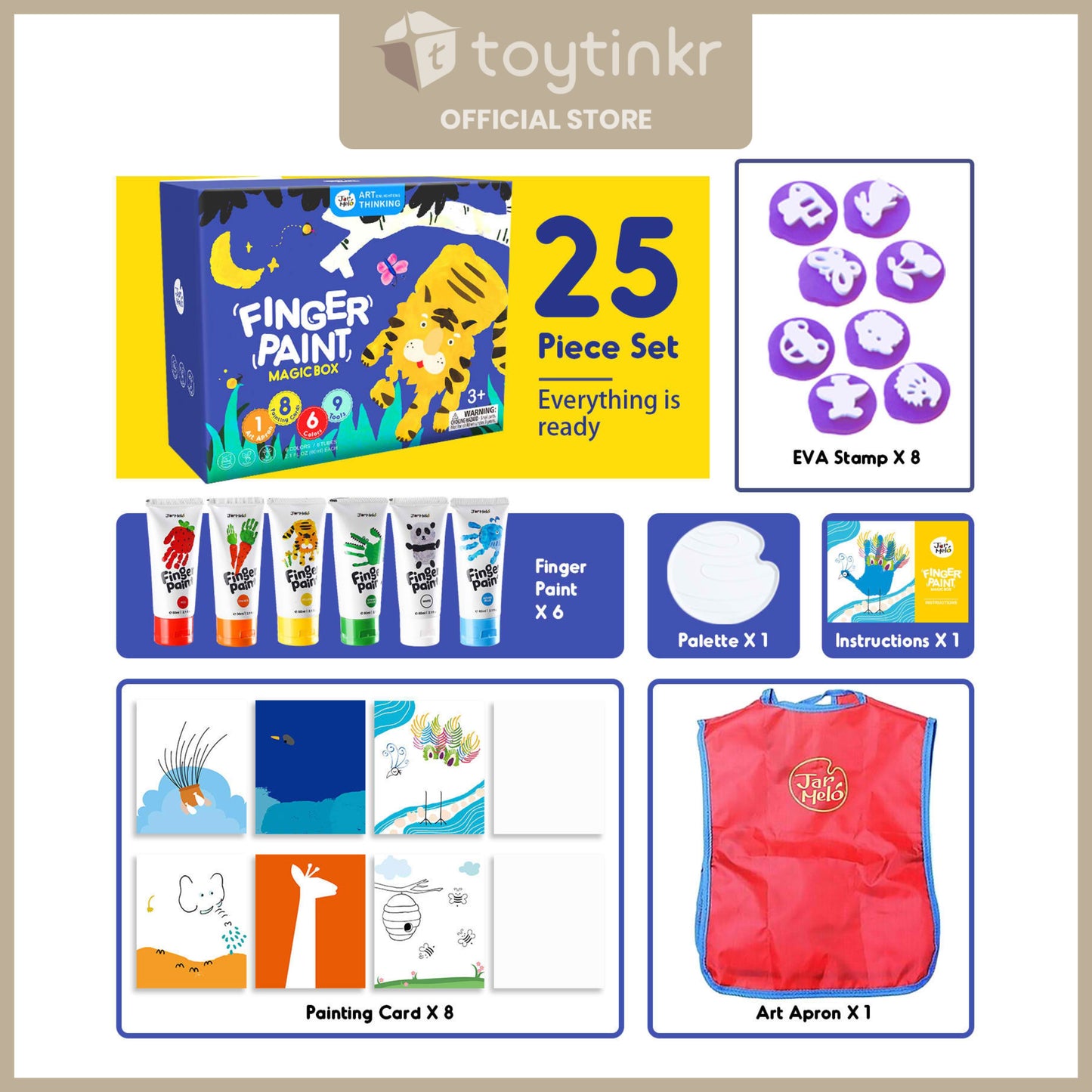 Jar Melo Finger Paint 6 Colors Kit - Magic Box by Toytinkr