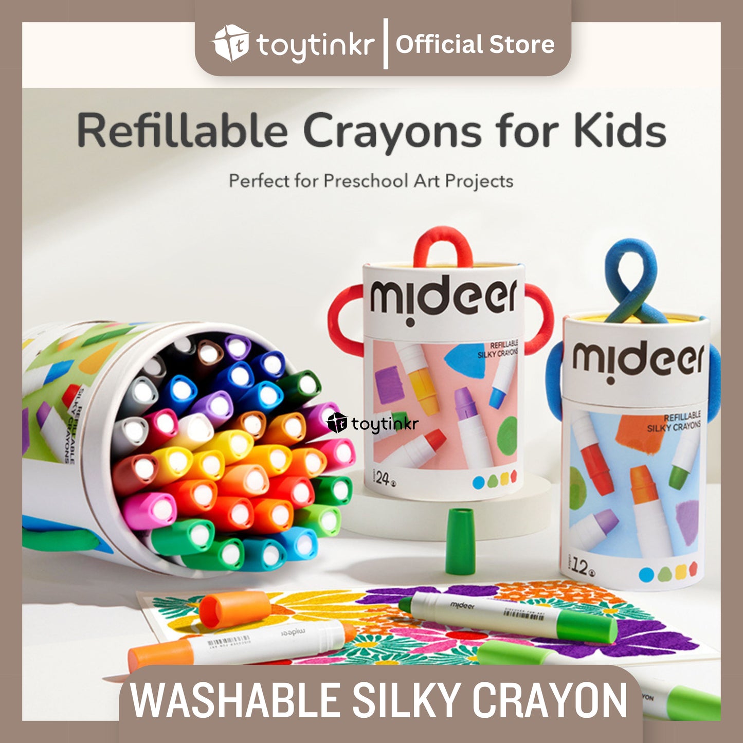 Mideer Washable Refillable Silky Crayons by Toytinkr
