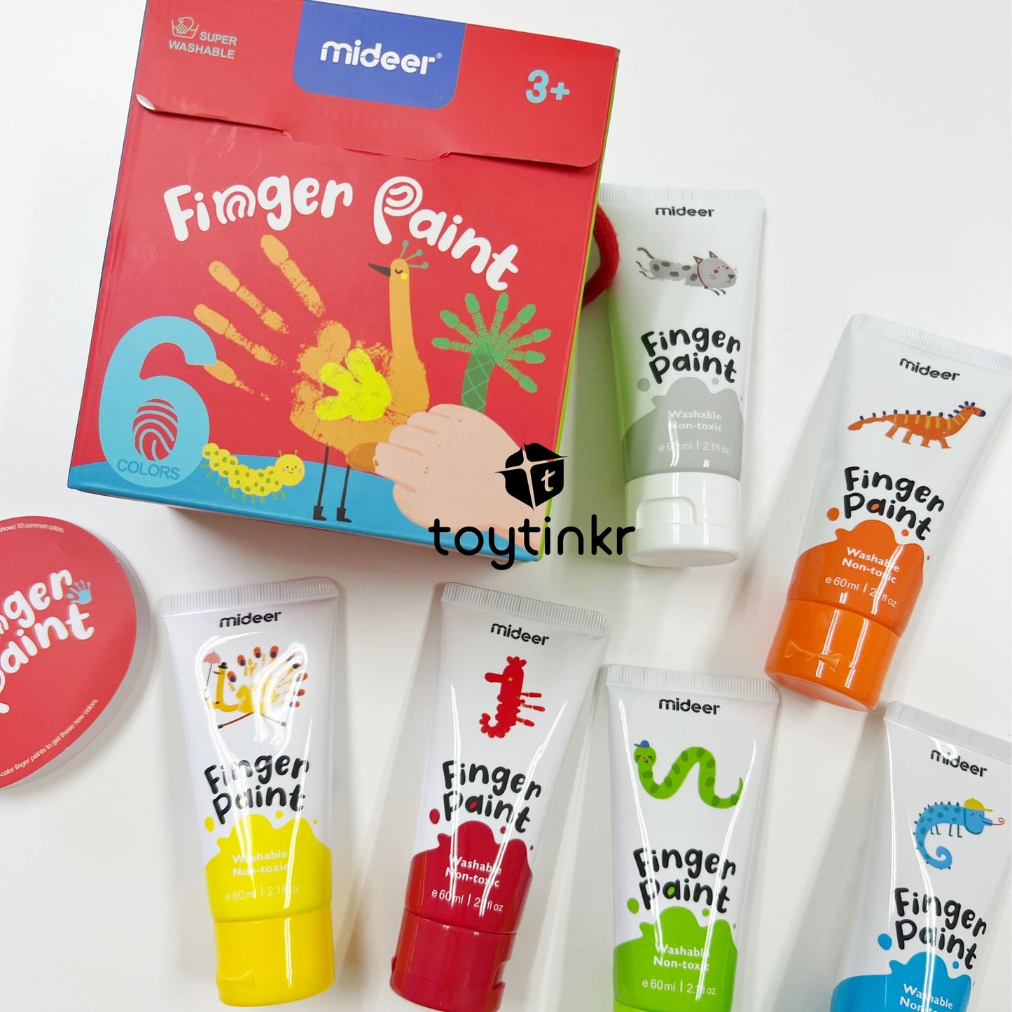 Mideer Finger Paint - Non-Toxic, Washable - 12 & 6 Colors by Toytinkr