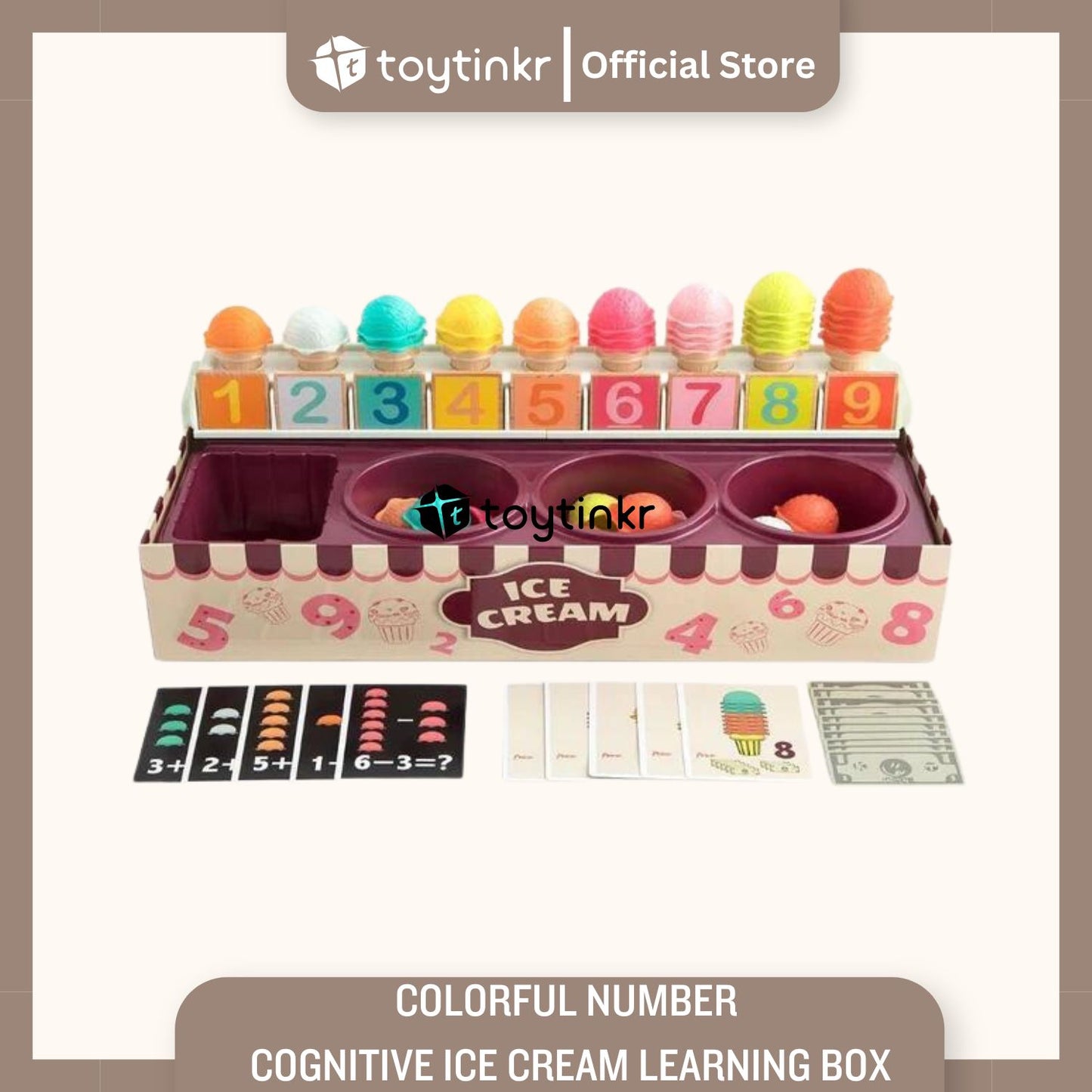 Topbright Colorful Number Cognitive Ice Cream Learning Box by Toytinkr