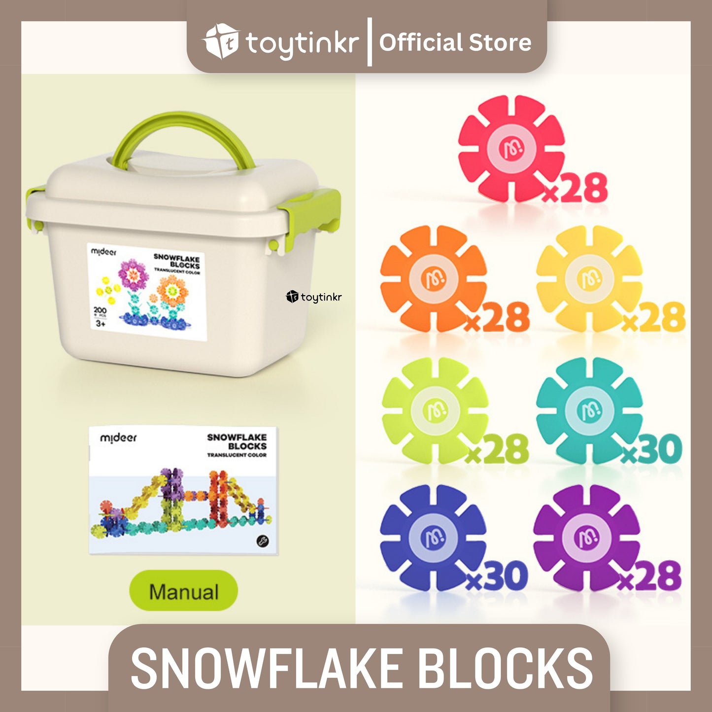 Mideer Snowflake Blocks 200pcs by Toytinkr