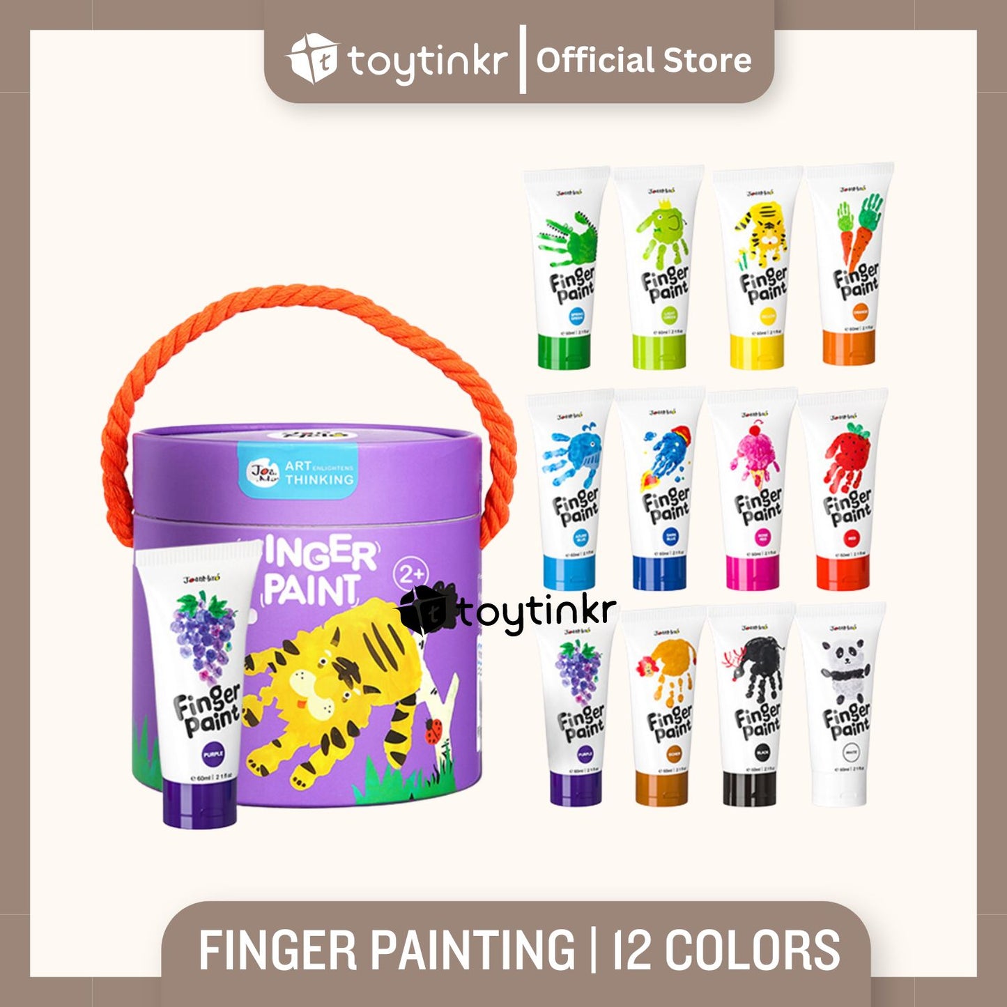 Jar Melo Washable Finger Paint 6, 7, 10 and 12 Colors Non Toxic by Toytinkr
