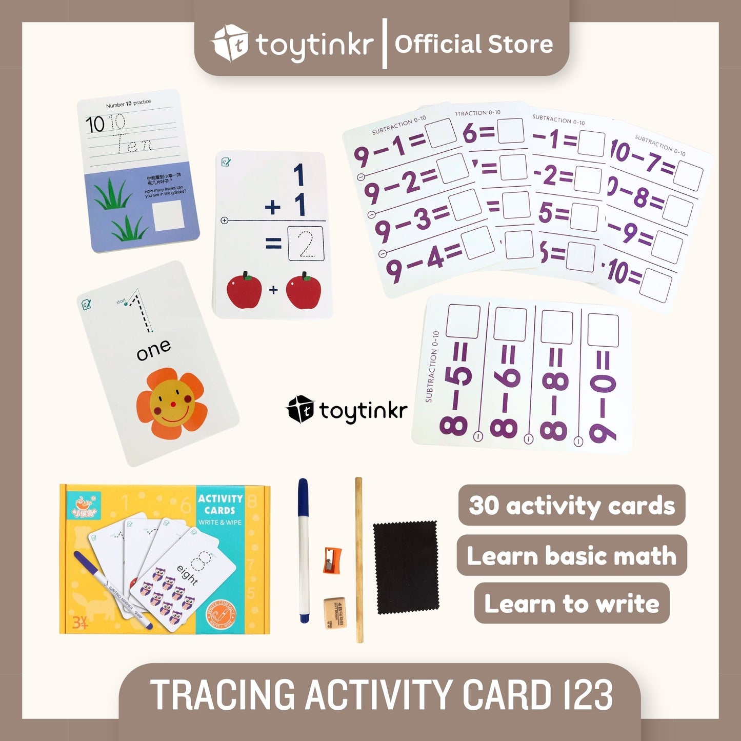 Tracing Activity Card 123 by Toytinkr