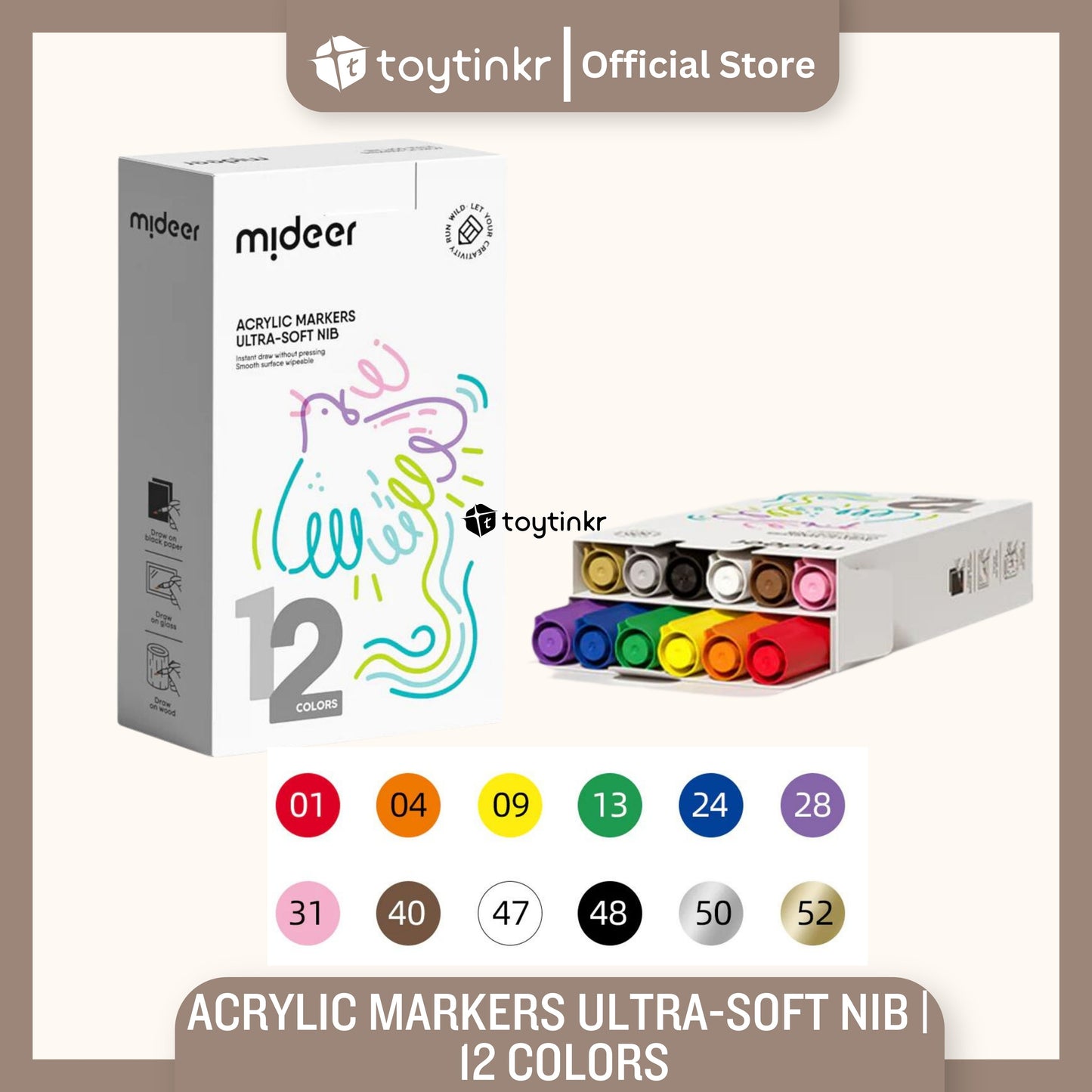 Mideer Acrylic Markers Ultra-Soft Nib by Toytinkr