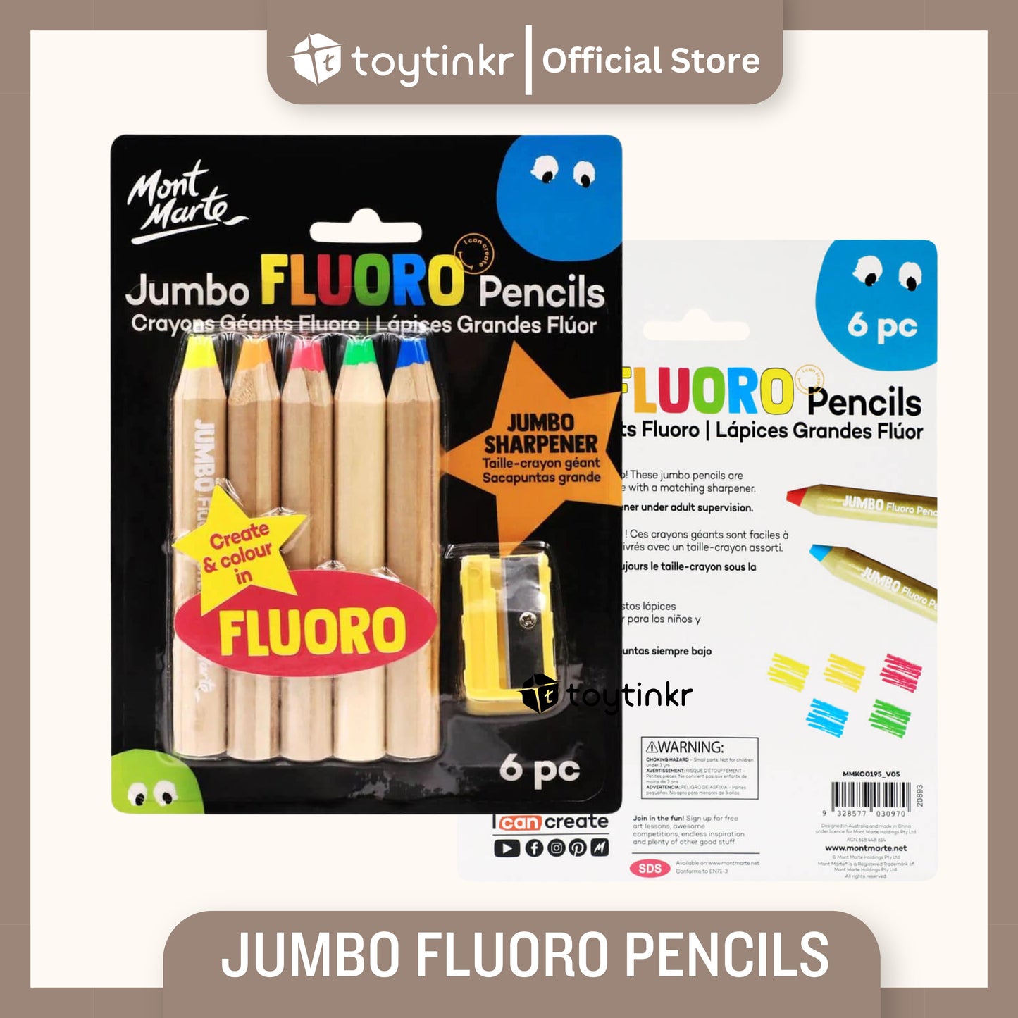 Mont Marte Jumbo Fluoro Pencils by Toytinkr