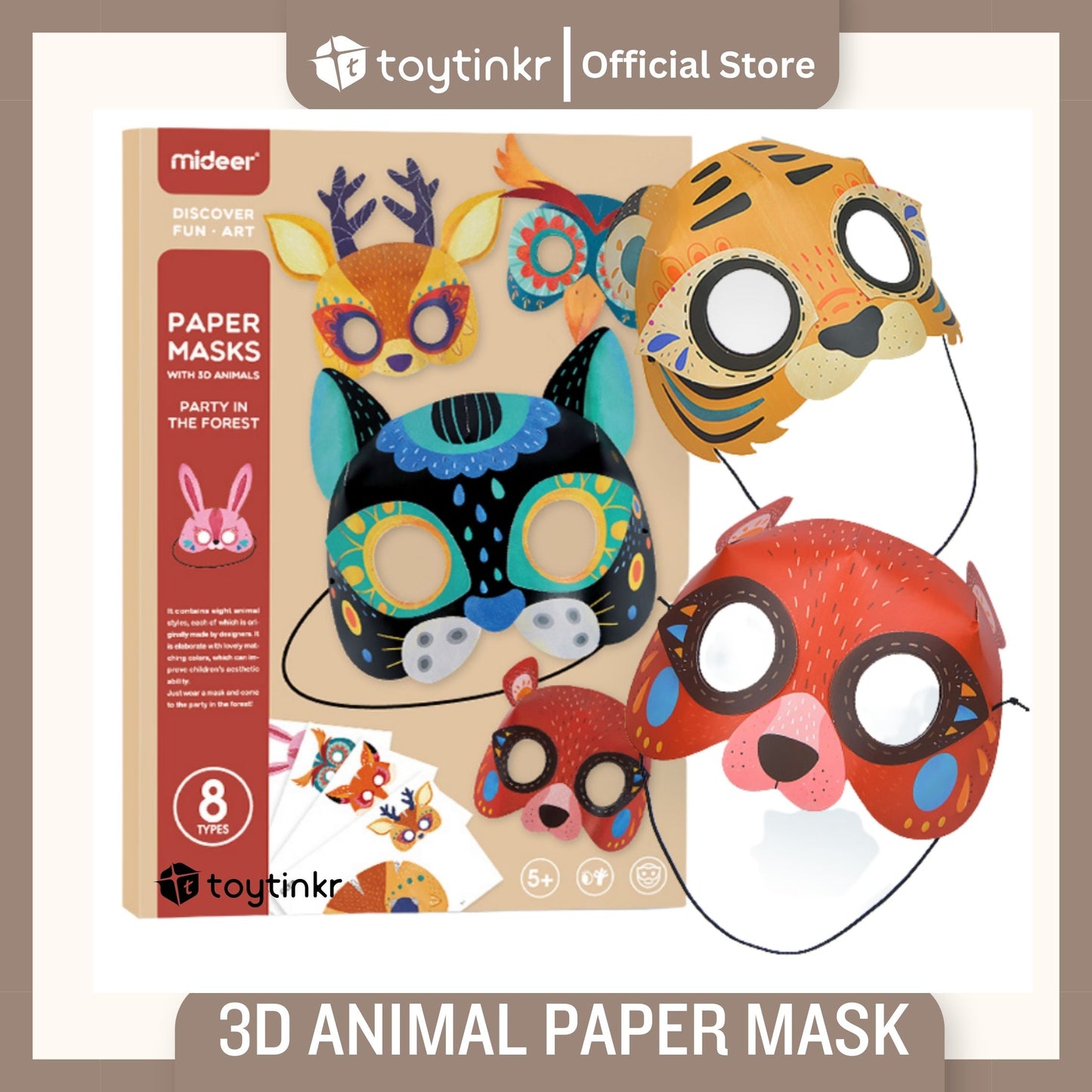 Mideer 3D Animal Paper Masks by Toytinkr