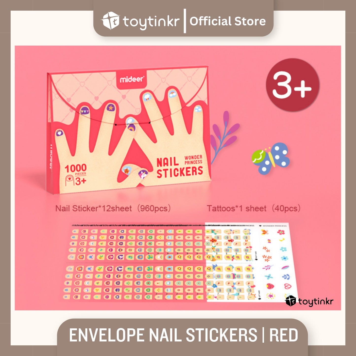 Mideer Envelope Nail Stickers 1000 Pieces by Toytinkr