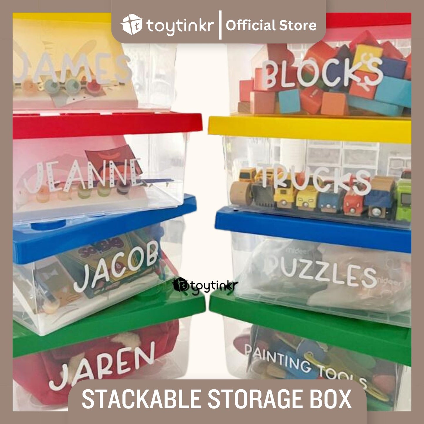 Stackable Toy Organizer Box for Kids Toys by Toytinkr