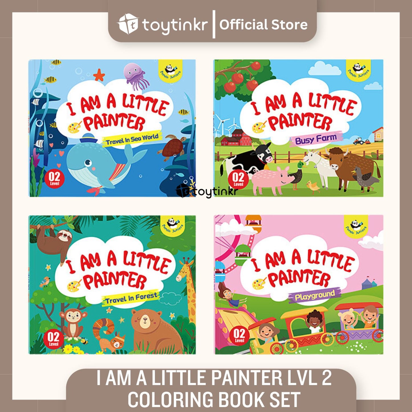 Panda Juniors I Am A Little Painter Level 2 Coloring Book Set of 4 by Toytinkr