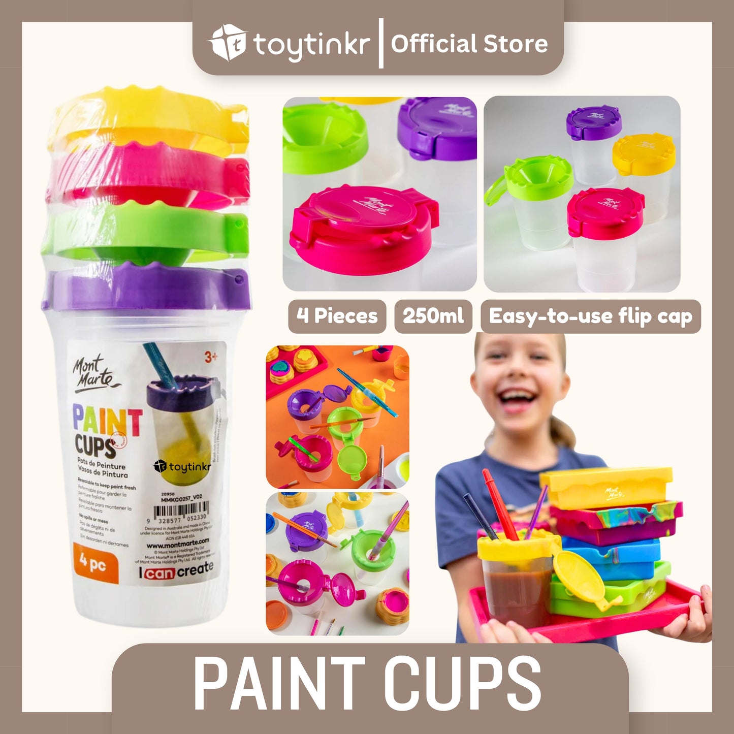 Mont Marte 4 Piece Paint Cups by Toytinkr