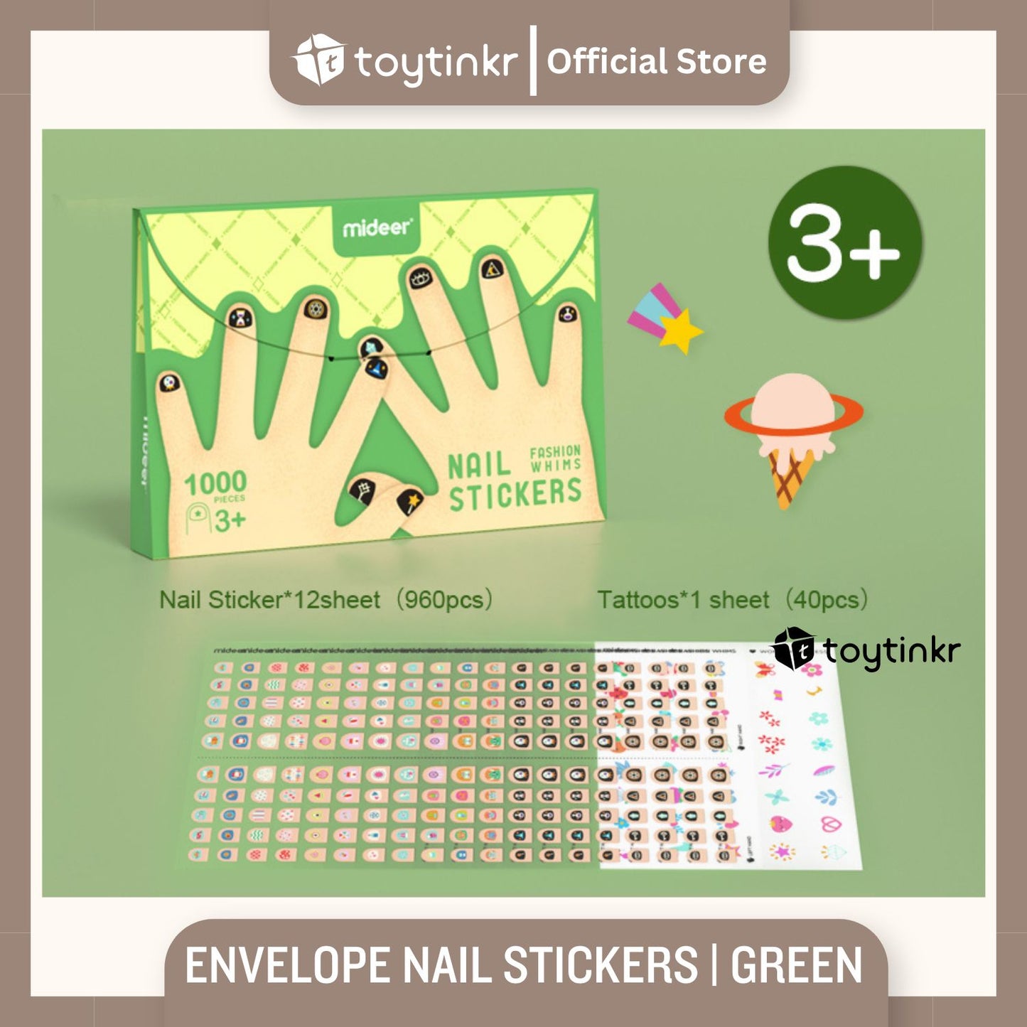 Mideer Envelope Nail Stickers 1000 Pieces by Toytinkr