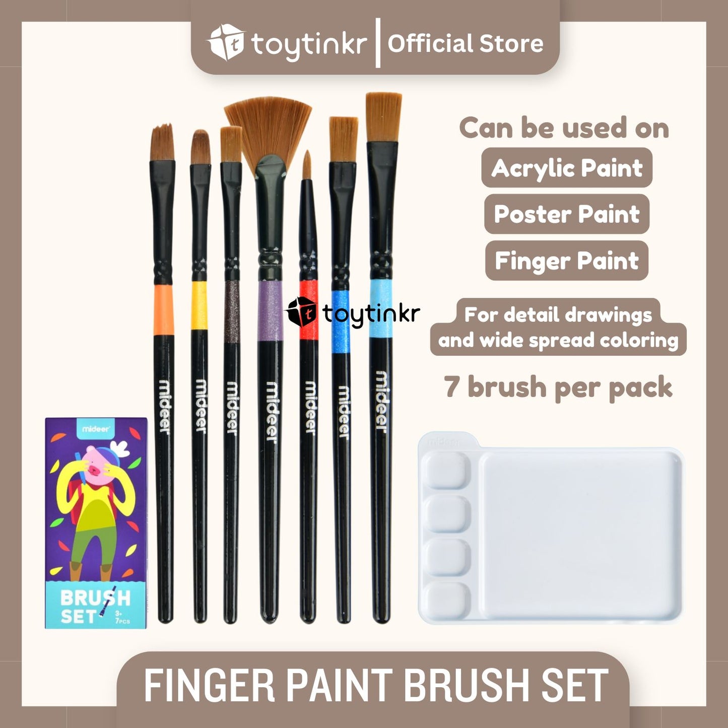 Mideer Finger Paint Brush Set and Palette by Toytinkr