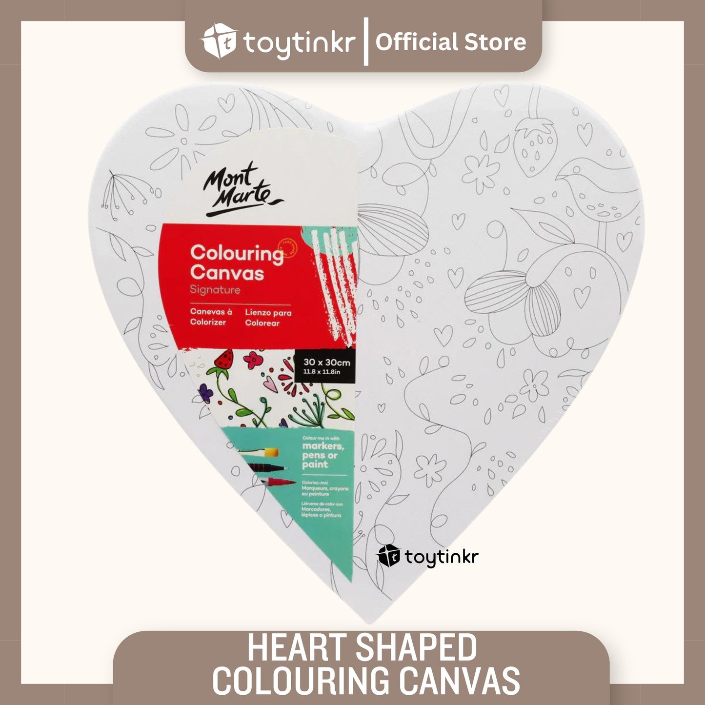 Mont Marte Heart-shaped Colouring Canvas by Toytinkr