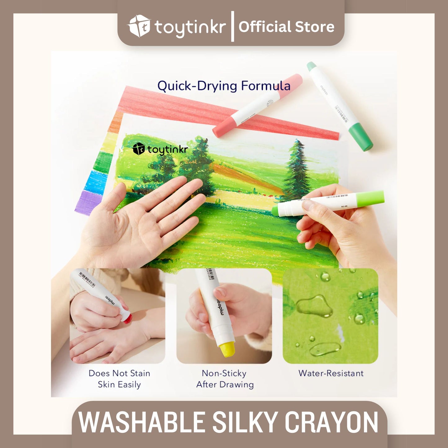 Mideer Washable Refillable Silky Crayons by Toytinkr