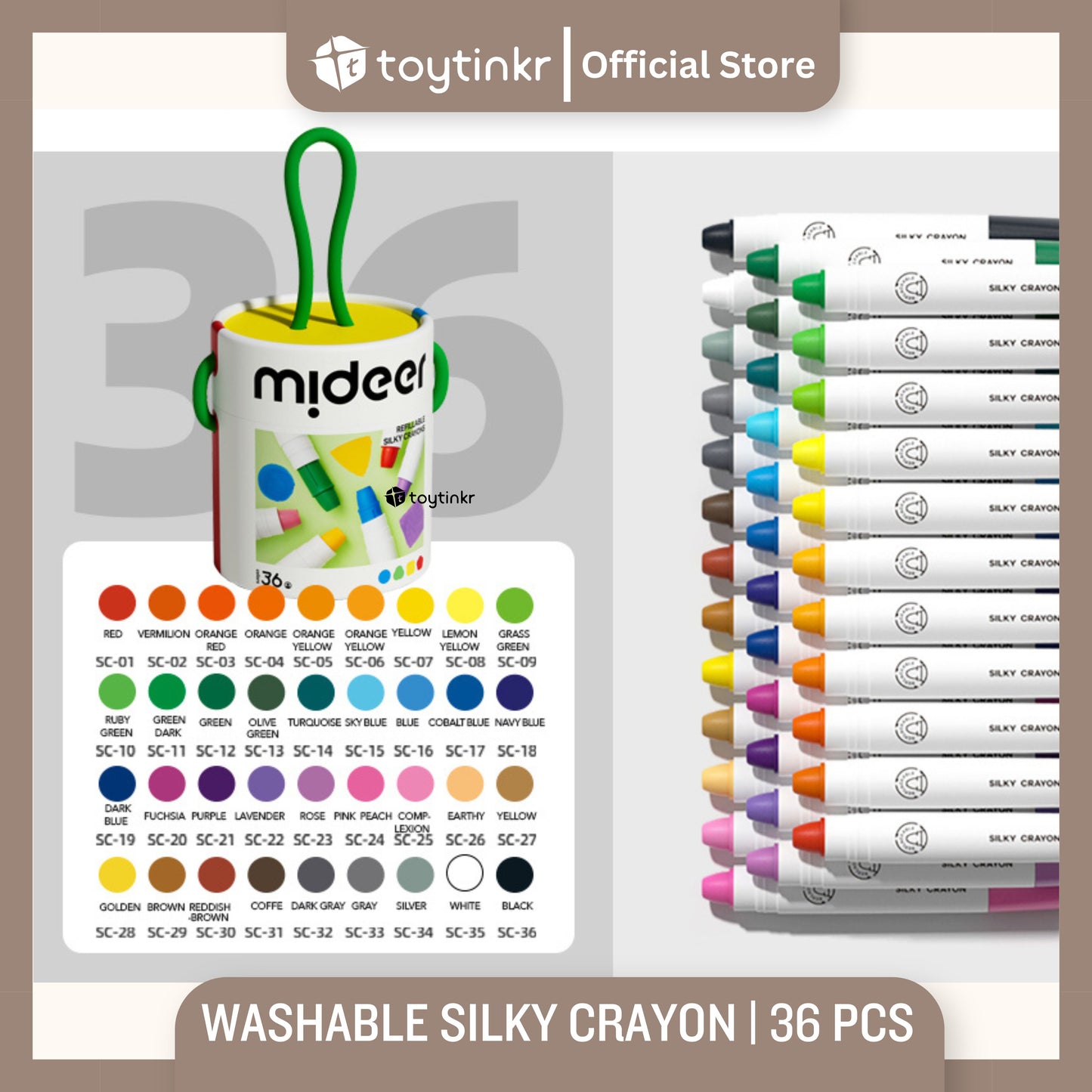 Mideer Washable Refillable Silky Crayons by Toytinkr