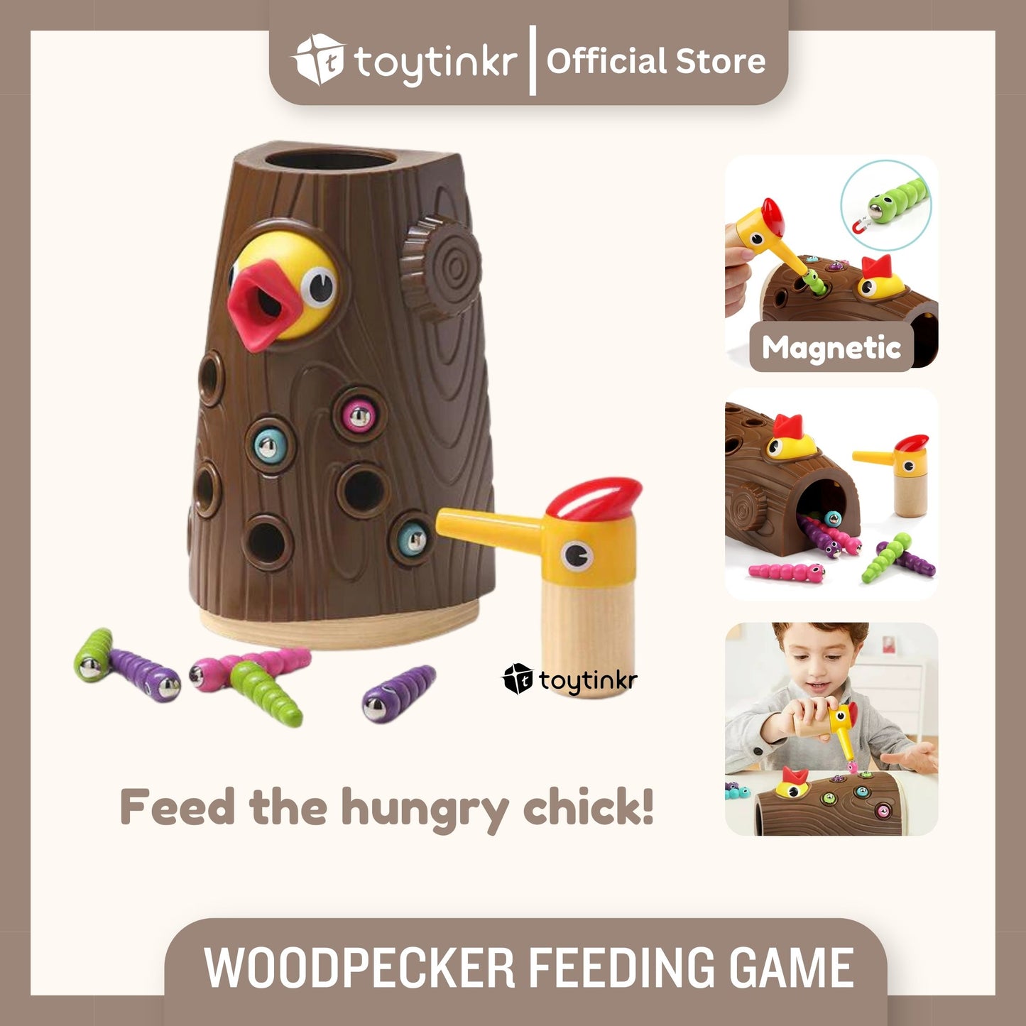 Topbright Woodpecker Feeding Game by Toytinkr