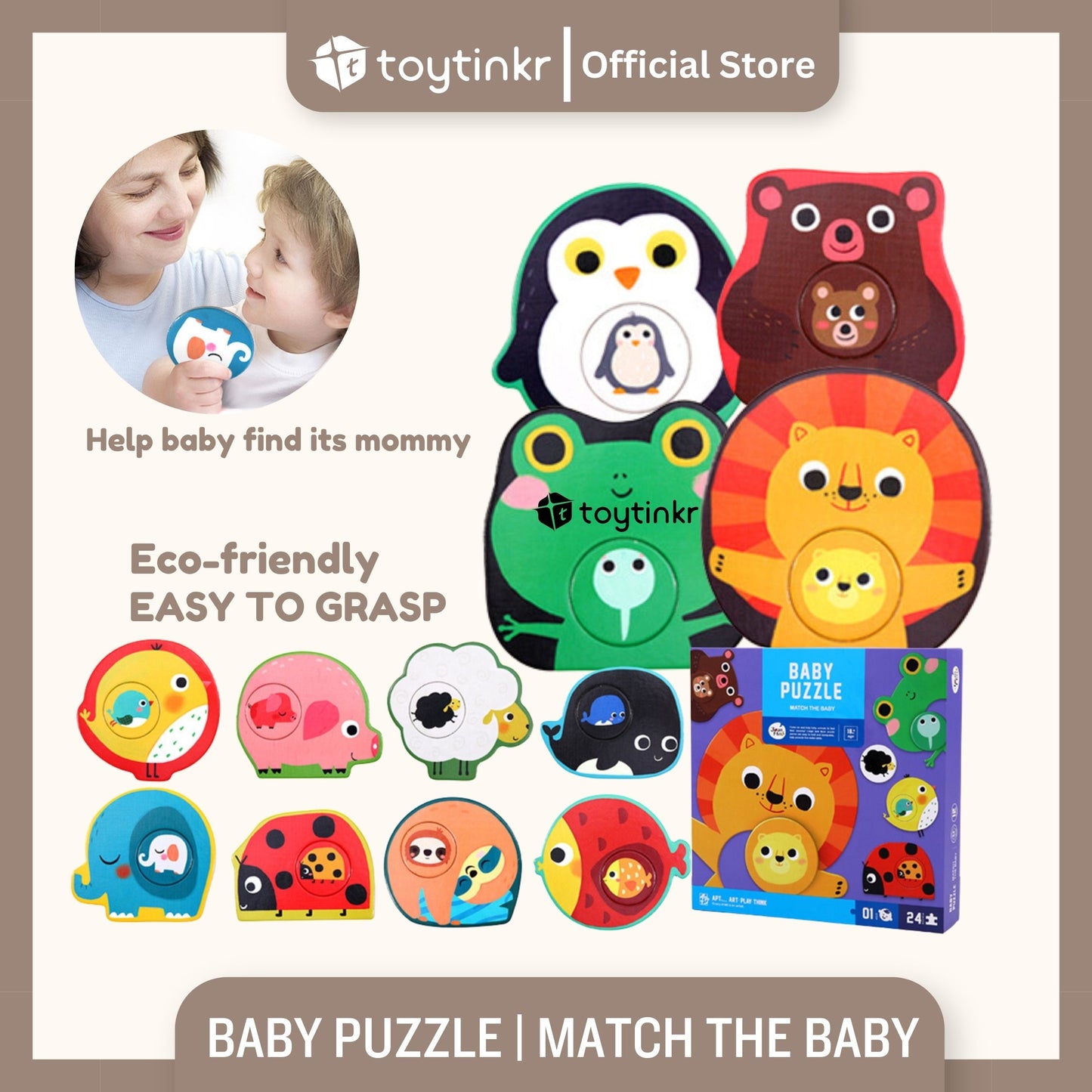 Jar Melo Baby Puzzle - Match the Baby by Toytinkr