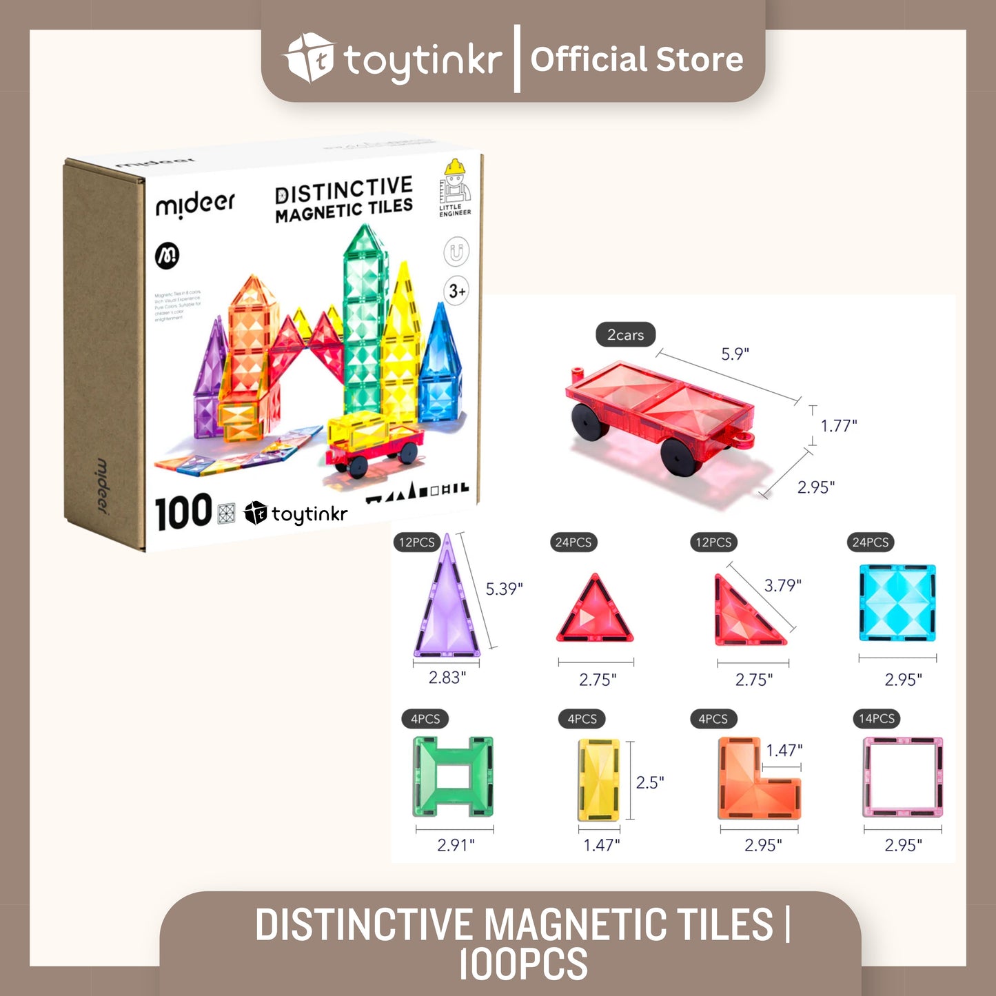 Mideer Colorful Magnetic Tiles by Toytinkr