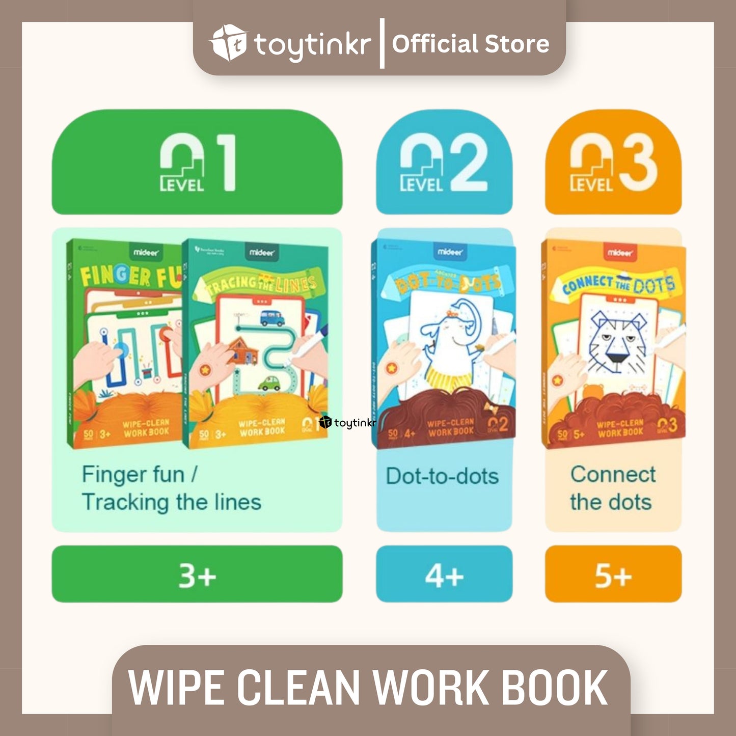 Mideer Wipe and Clean Work Book by Toytinkr