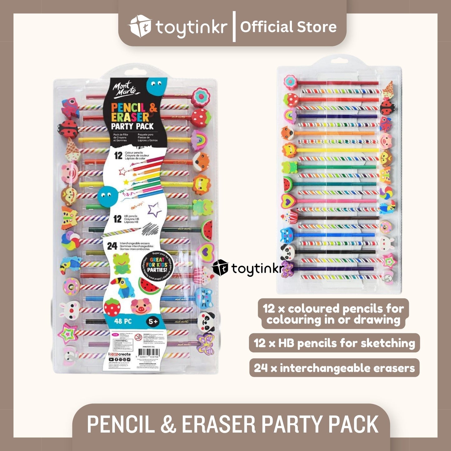 Mont Marte Pencil & Eraser Party Pack by Toytinkr