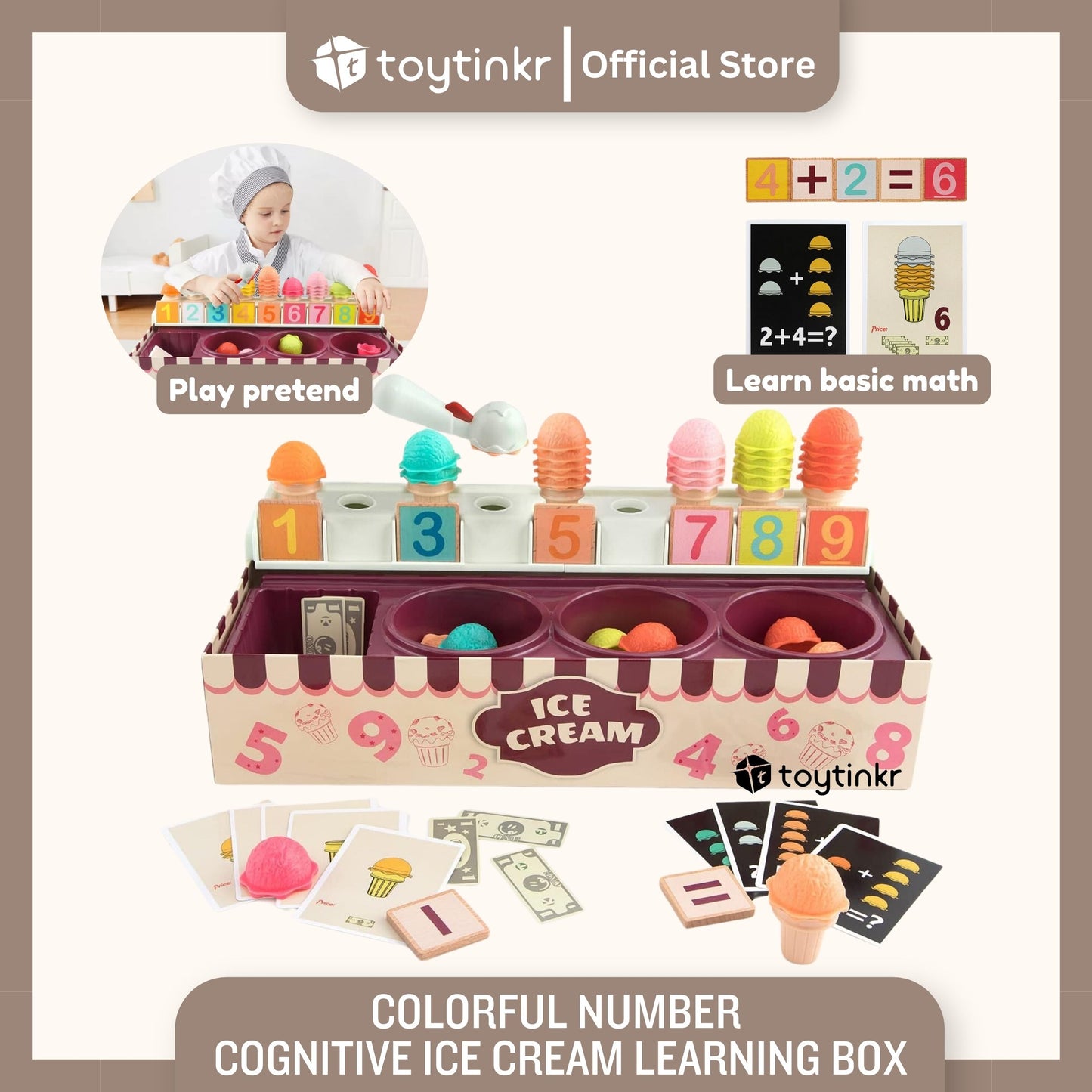 Topbright Colorful Number Cognitive Ice Cream Learning Box by Toytinkr