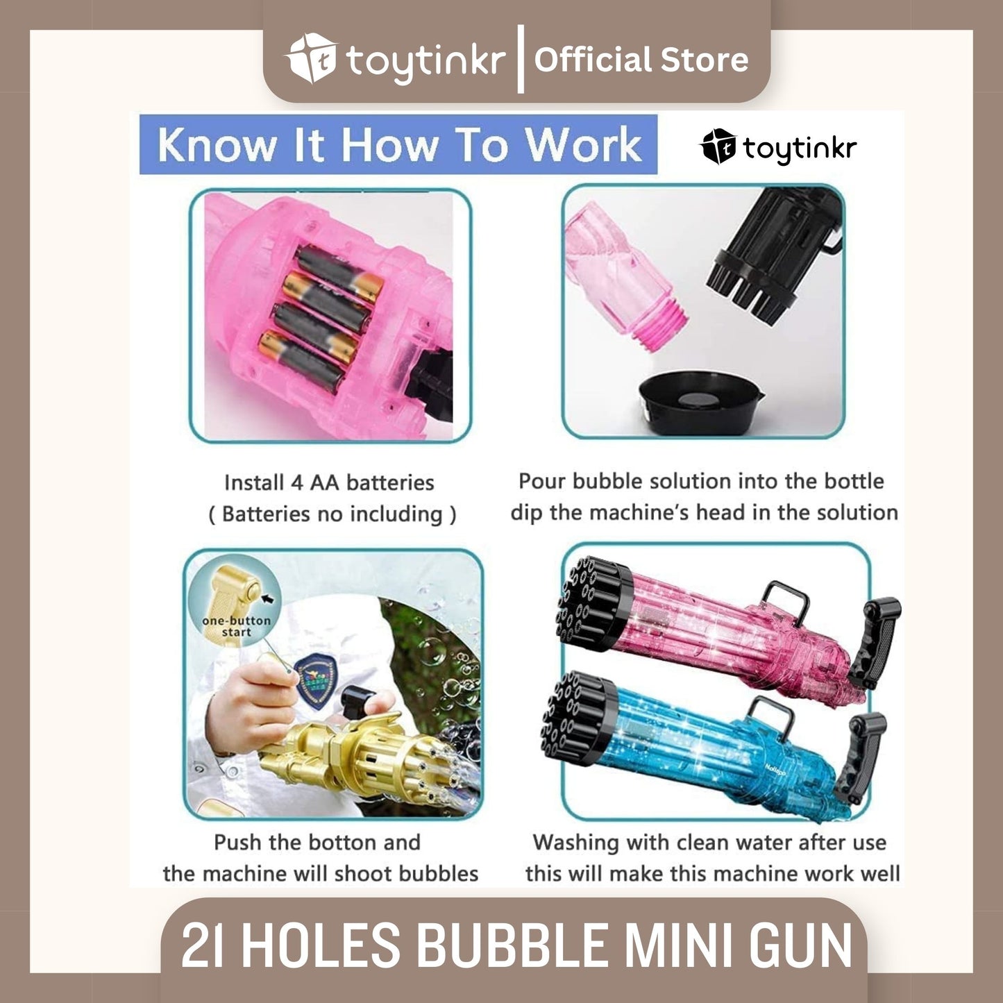 21 Holes Bubble Mini Gun by Toytinkr