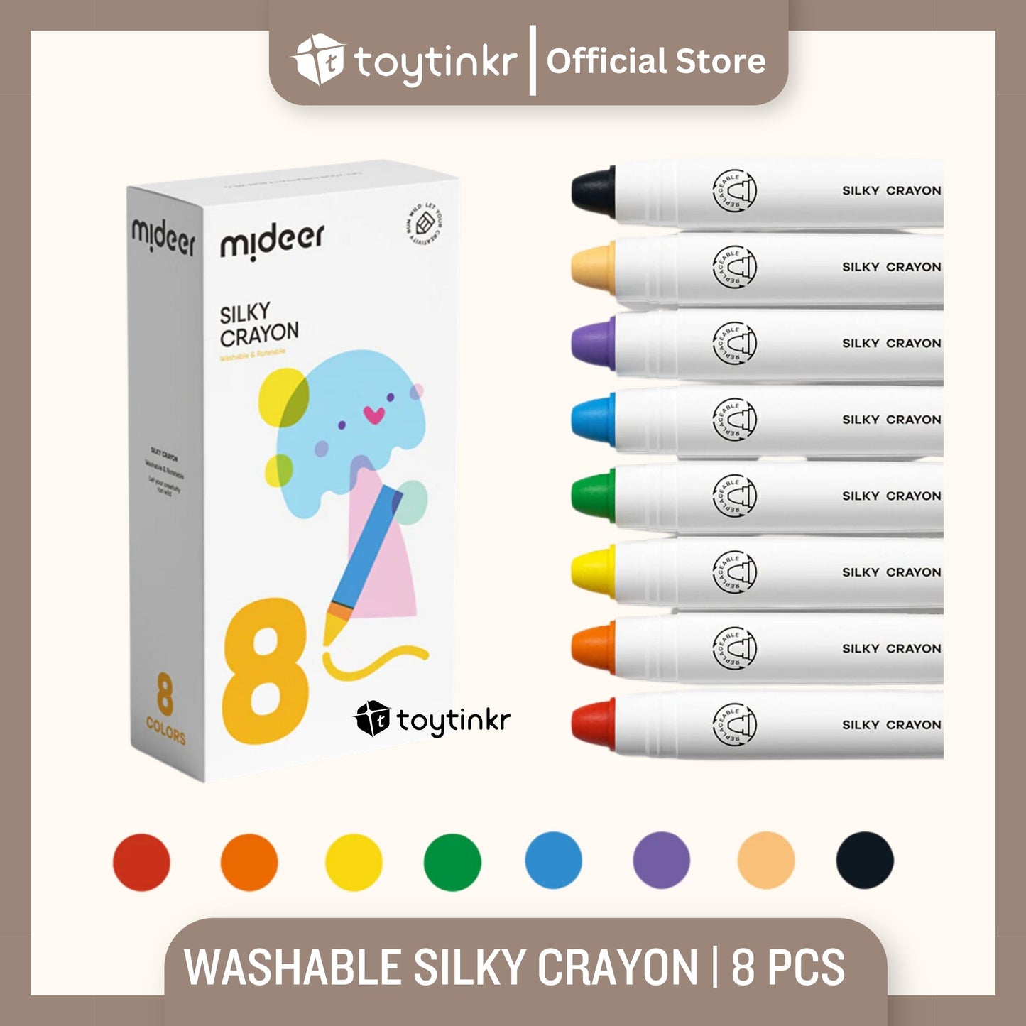 Mideer Washable Refillable Silky Crayons by Toytinkr
