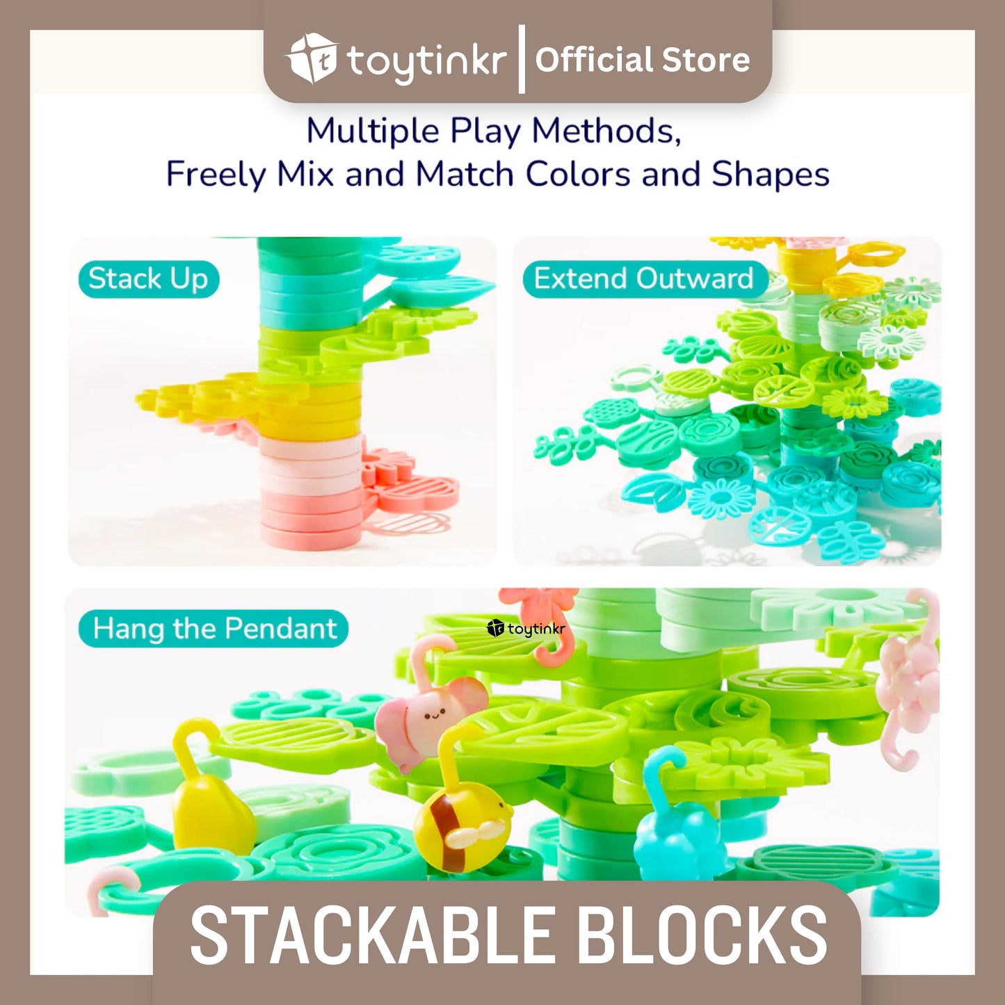 Mideer Stackable Blocks - Wisdom Tree by Toytinkr