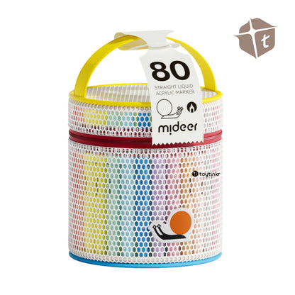 Mideer Straight Liquid Acrylic Markers w/ Bag - 80 Colors by Toytinkr