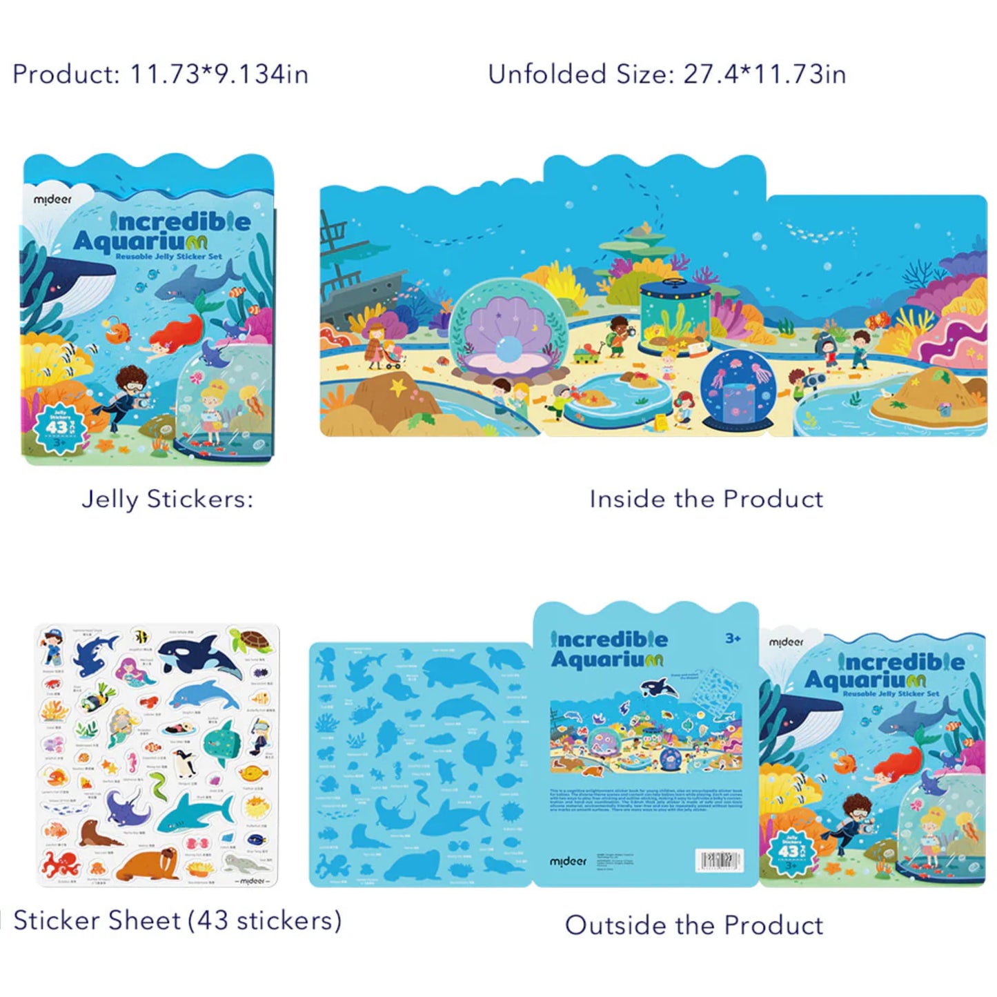 Mideer Reusable Jelly Sticker - Incredible Aquarium by Toytinkr