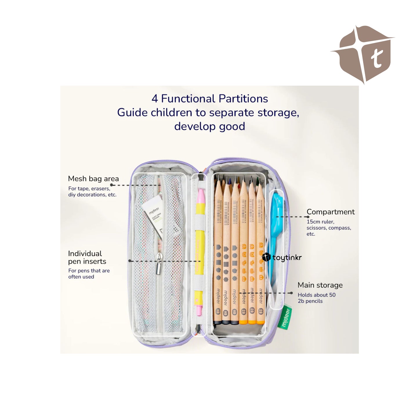 Mideer Multi-functional Toast Pencil case - Green by Toytinkr