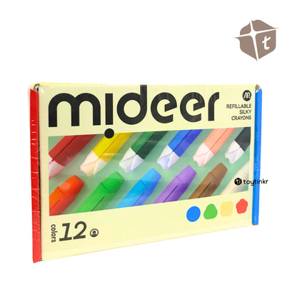 Mideer Washable Refillable Silky Crayons - 12 Color Refill Pack by Toytinkr