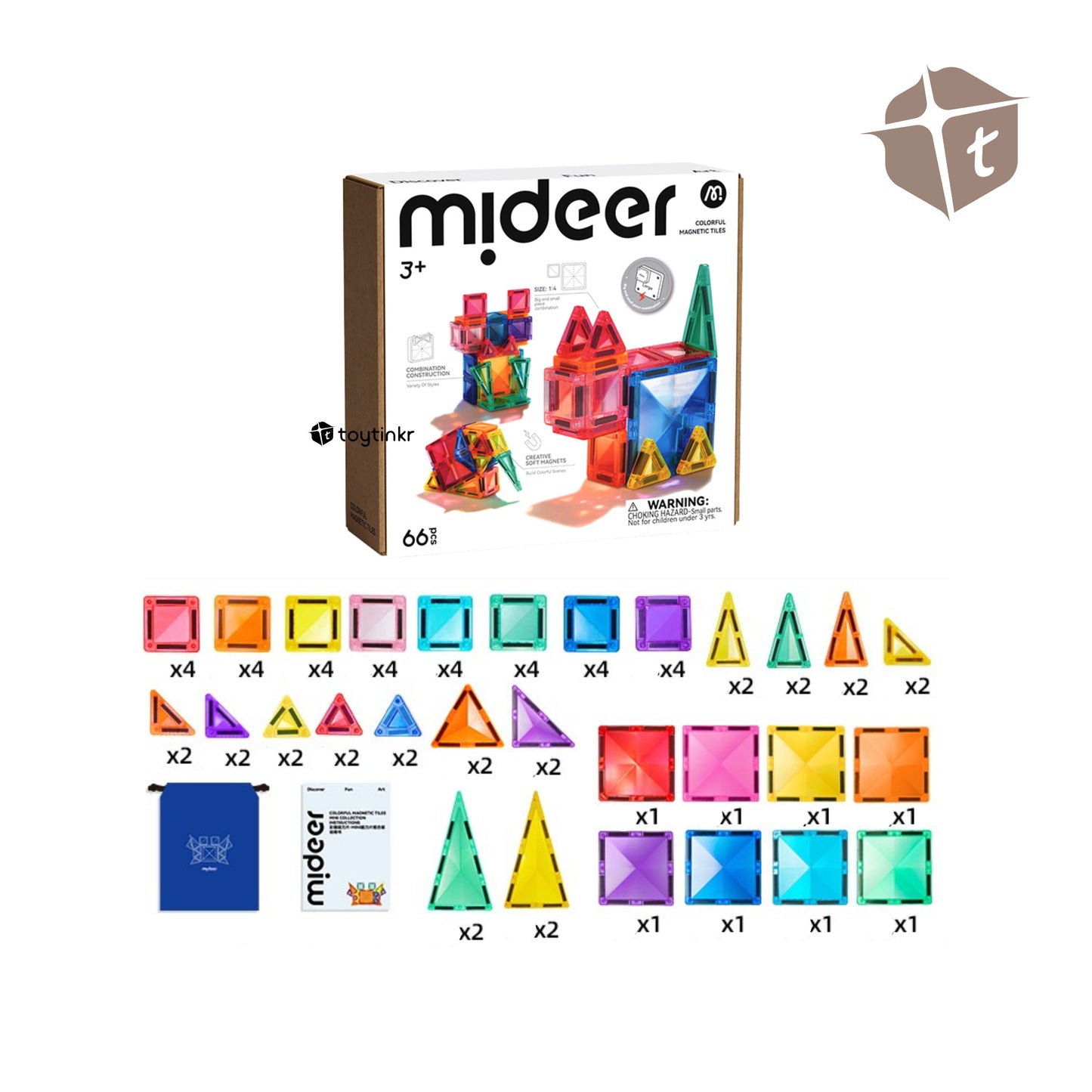 Mideer Mini Magnetic Tiles - 42pcs by Toytinkr