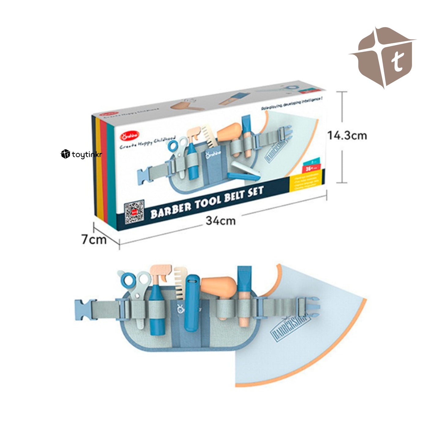 Wooden Barber Tool Set Belt by Toytinkr