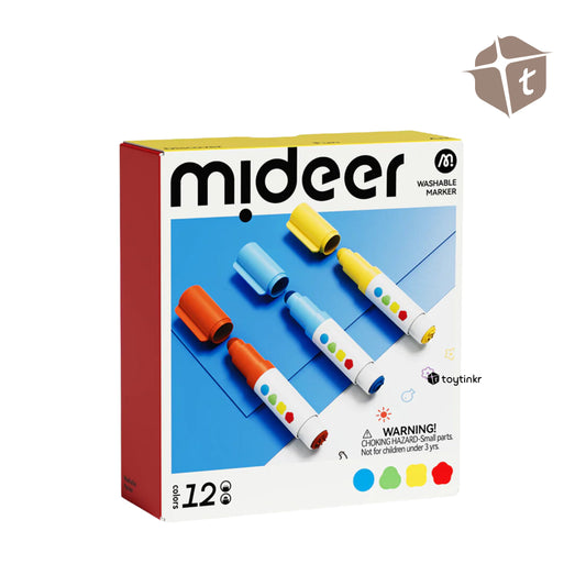 Mideer Round-Tip Stamper Washable Markers - 12 Colors by Toytinkr