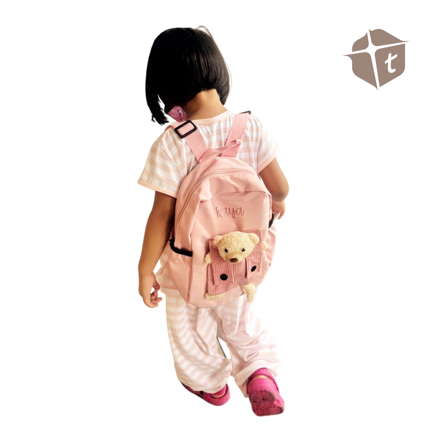 Personalized Kids Bear Bag Backpacks- (ALL CAPS WHITE FONT ONLY) by Toytinkr