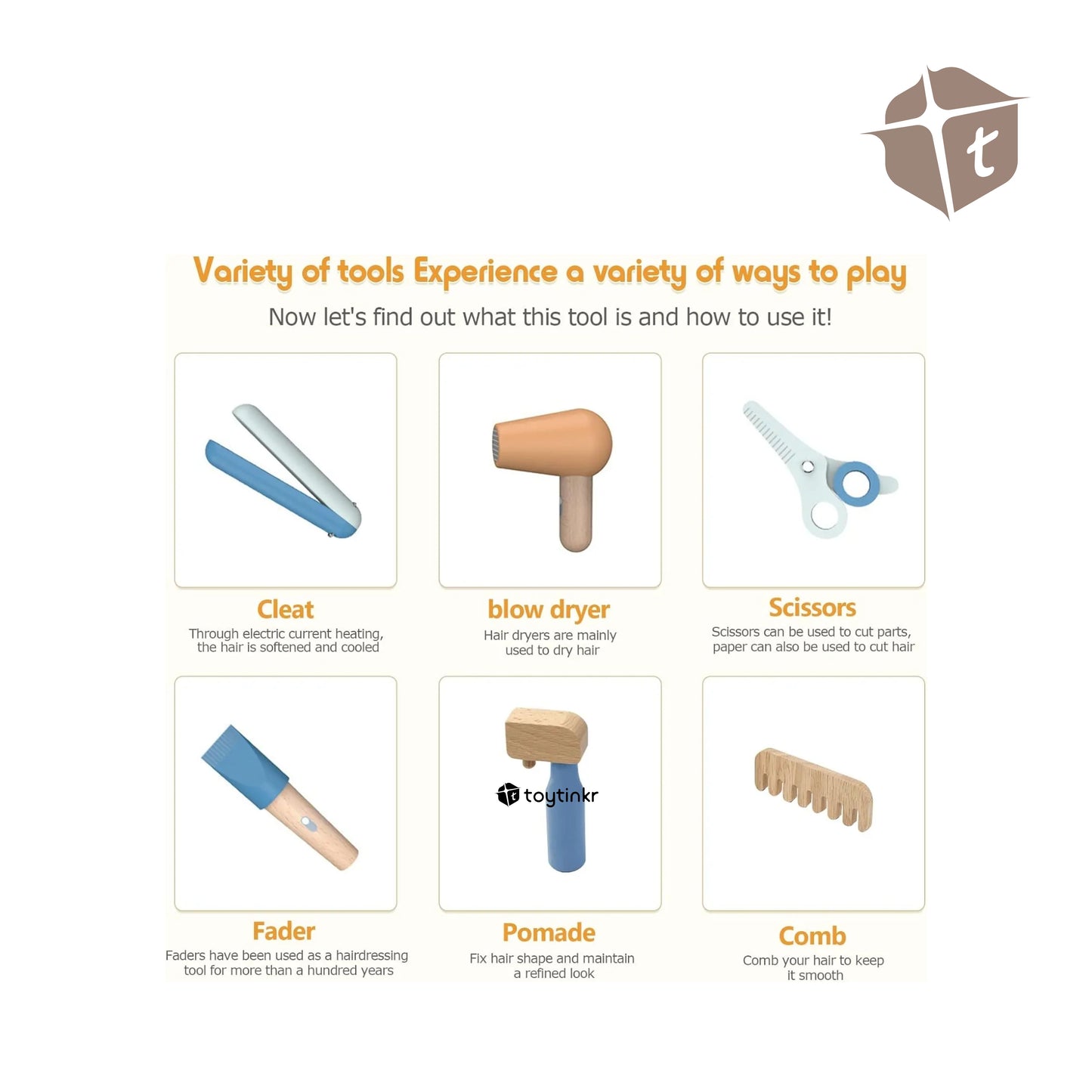 Wooden Barber Tool Set Belt by Toytinkr