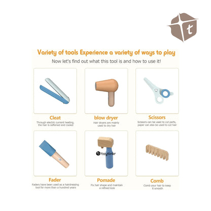 Wooden Barber Tool Set Belt by Toytinkr