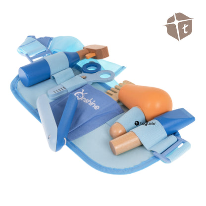 Wooden Barber Tool Set Belt by Toytinkr