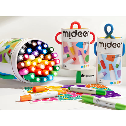 Mideer Washable Refillable Silky Crayons - 36 Colors by Toytinkr