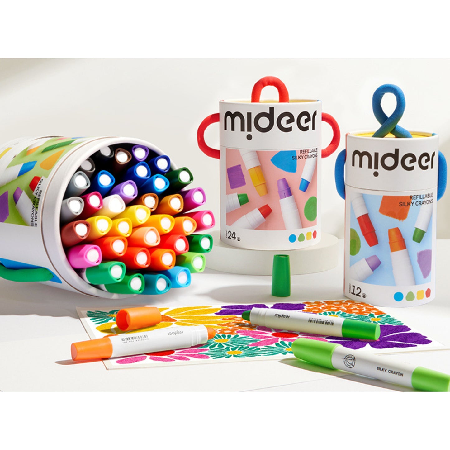 Mideer Washable Refillable Silky Crayons - 12 Color Refill Pack by Toytinkr