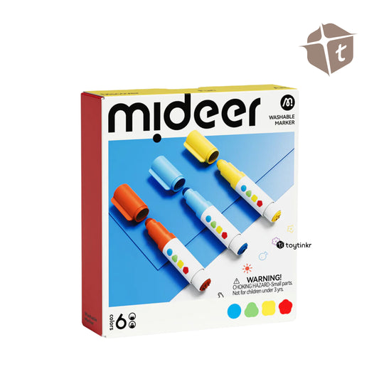Mideer Round-Tip Stamper Washable Markers - 6 Colors by Toytinkr