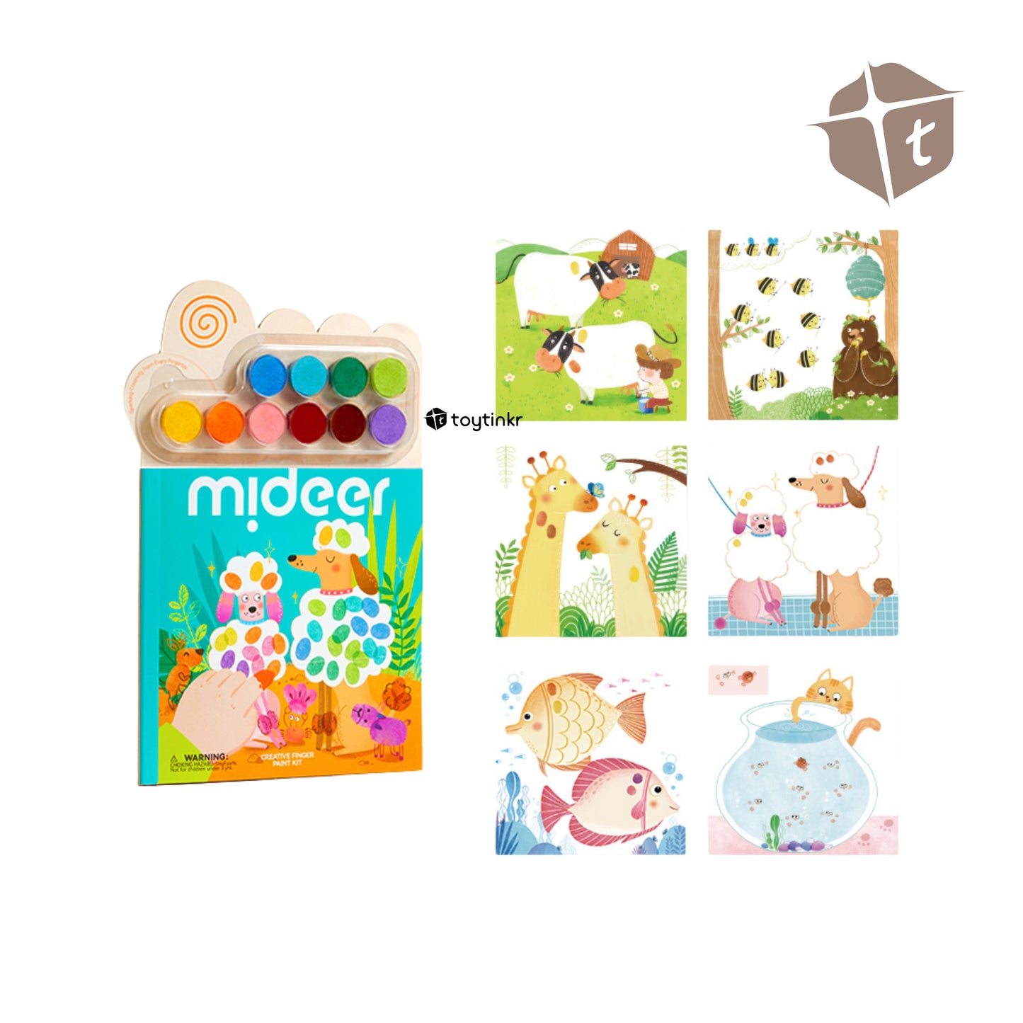 Mideer Creative Finger Paint Kit Notebook - Animal Party by Toytinkr
